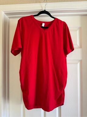 Women’s Maternity Red V-Neck Short Sleeve Shirt